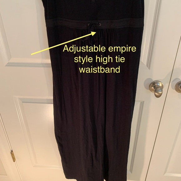 Women’s Large Eddie Bauer 100% Cotton, Black Maxi Dress w/Adjustable Waist Tie - Picture 5 of 15